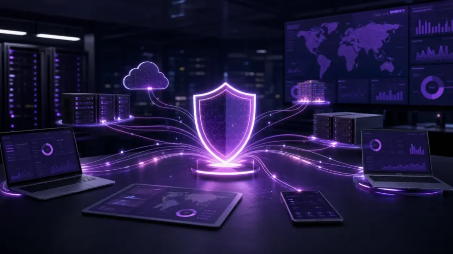 تصویر مفهومی مدیریت متمرکز امنیت نقاط پایانی با بیت دیفندر GravityZone